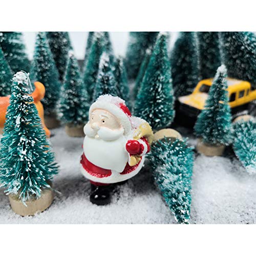 Cemobile 33PCS Mini Christmas Trees Set Miniature Ornament Bottle Brush Trees, Snow Frost Trees Desktop Small Pine Tree,Santa Claus,elk Deer,mini car for DIY Christmas Scene Xmas Party Home Decoration