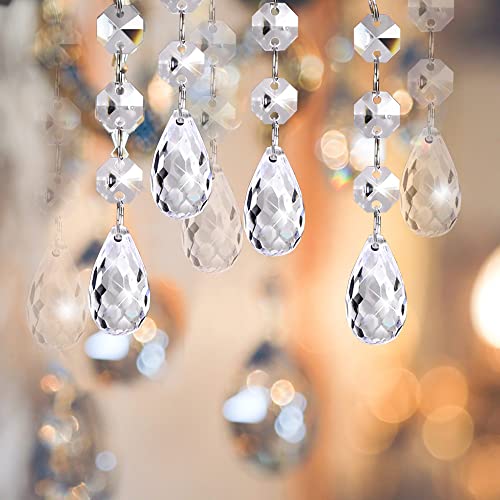 15PCS Christmas Tree Hanging Ornaments, Glass Crystal Prism Parts Chandelier Lamp Teardrop Hanging Decorations Perfect for Christmas Tree Decorations (Drop shape-15pcs)