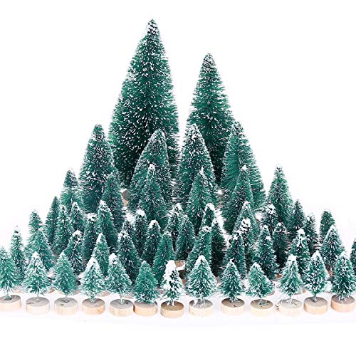 Frosted Mini Christmas Trees: 60-Piece Tabletop Decor