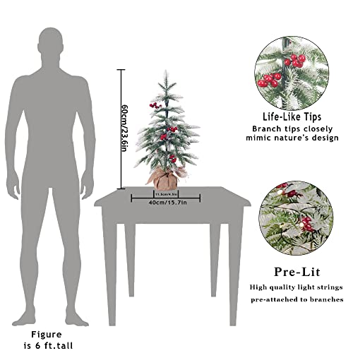 Small Pre-Lit Christmas Tree with Red Berry Decorations