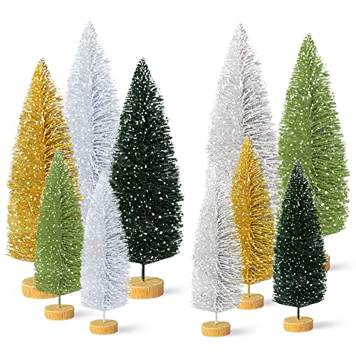 10Pcs Mini Snow Christmas Tree Set with Ornaments