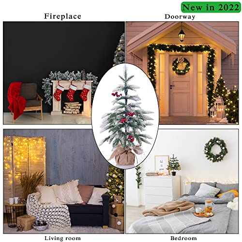 Small Pre-Lit Christmas Tree with Red Berry Decorations