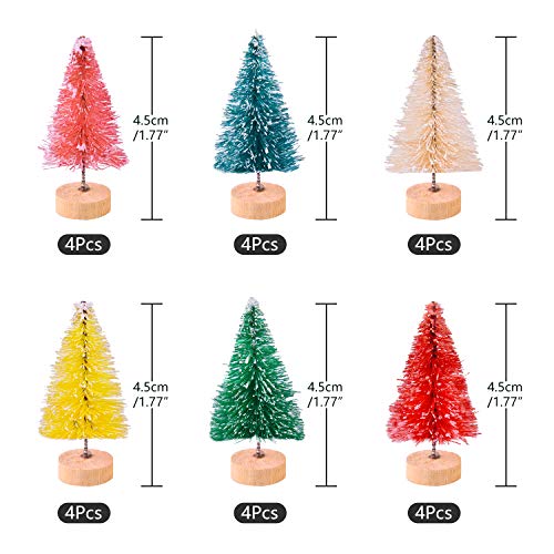 Set of 24 Mini Snow Frosted Christmas Trees - 6 Colors
