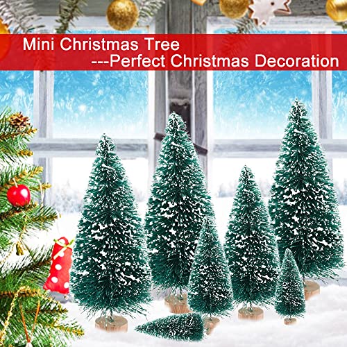 35 Miniature Bottle Brush Christmas Trees with Wooden Base