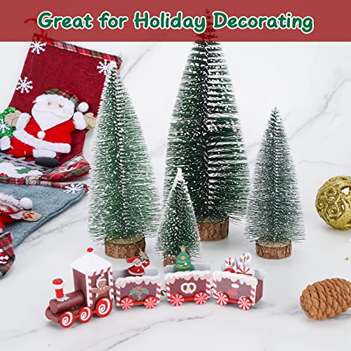 Mini Christmas Frost Trees with Wooden Train Set