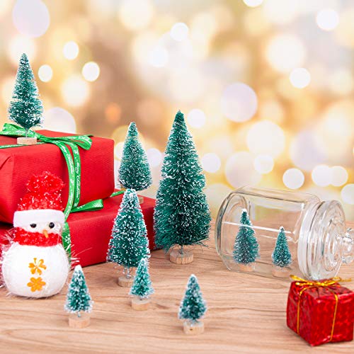 Frosted Mini Christmas Trees: 60-Piece Tabletop Decor