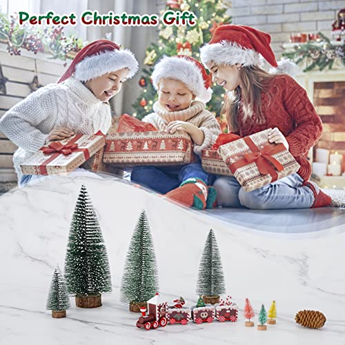 Mini Christmas Frost Trees with Wooden Train Set