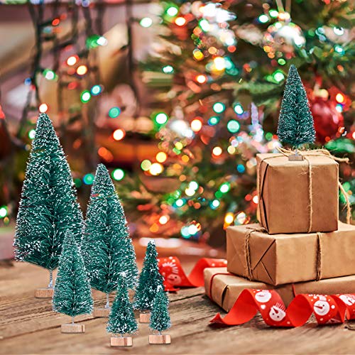 Frosted Mini Christmas Trees: 60-Piece Tabletop Decor
