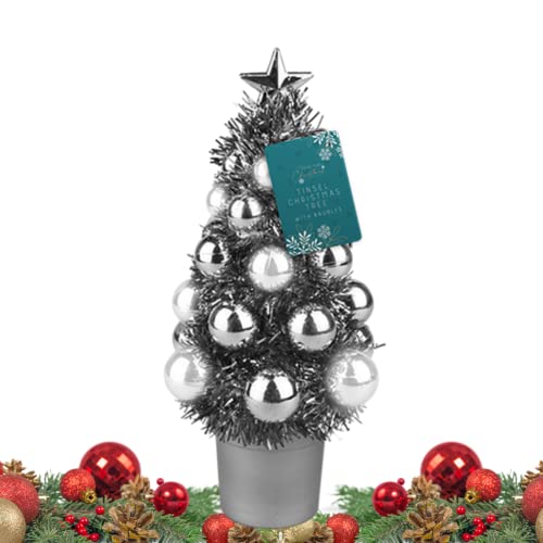 Silver Mini Tinsel Christmas Tree - Tabletop Decor