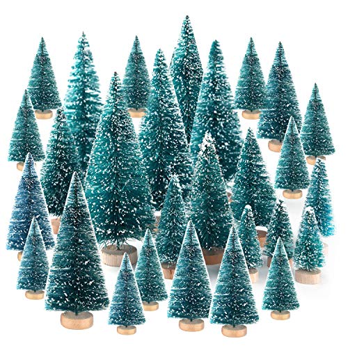 TUPARKA 48Pcs Mini Sisal Christmas Trees Bottle Brush Trees Tabletop Trees Diorama Trees for Christmas Party Home Decoration