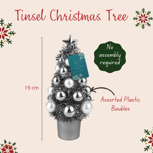 Silver Mini Tinsel Christmas Tree - Tabletop Decor