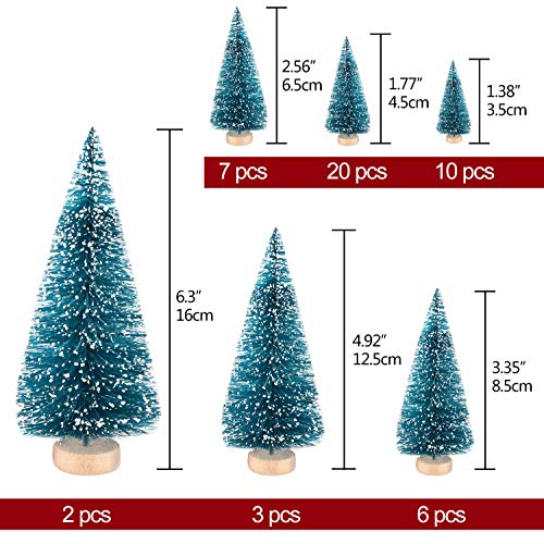 TUPARKA 48Pcs Mini Sisal Christmas Trees Bottle Brush Trees Tabletop Trees Diorama Trees for Christmas Party Home Decoration