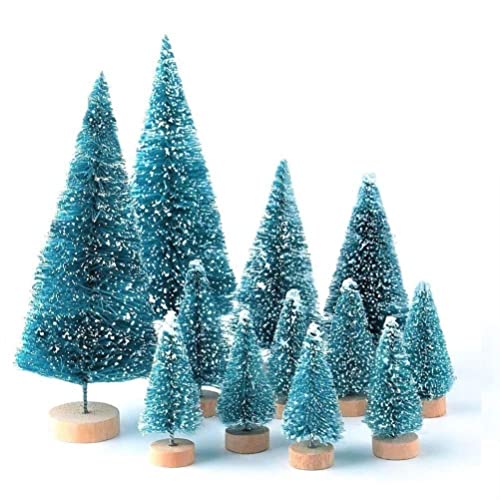 LATERN 28Pcs Mini Model Snow Trees Frost Trees Bottle Brush Trees Plastic Winter Snow Ornaments Tabletop Model Trees for DIY Room Decor Home Table Top Decoration Diorama Models