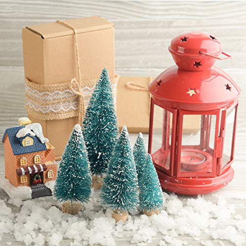 TUPARKA 48Pcs Mini Sisal Christmas Trees Bottle Brush Trees Tabletop Trees Diorama Trees for Christmas Party Home Decoration