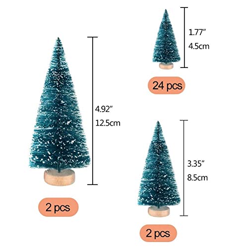 LATERN 28Pcs Mini Model Snow Trees Frost Trees Bottle Brush Trees Plastic Winter Snow Ornaments Tabletop Model Trees for DIY Room Decor Home Table Top Decoration Diorama Models