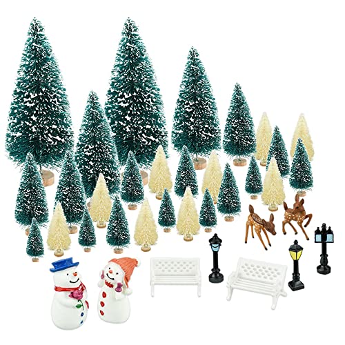 36Pcs Mini Christmas Trees with Miniature Scenes