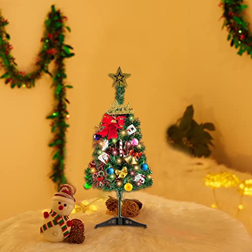 Mini Tabletop Christmas Tree with String Lights