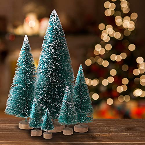 LATERN 28Pcs Mini Model Snow Trees Frost Trees Bottle Brush Trees Plastic Winter Snow Ornaments Tabletop Model Trees for DIY Room Decor Home Table Top Decoration Diorama Models