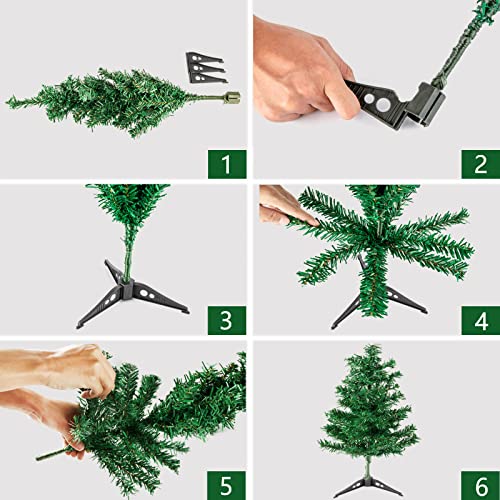 Mini Tabletop Christmas Tree with String Lights