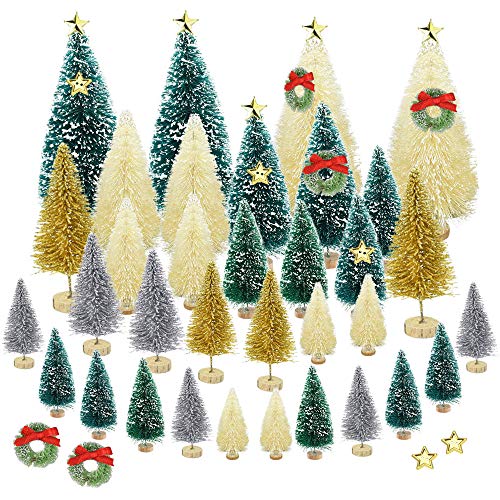 49 PCS Miniature Christmas Snow Frost Pine Trees