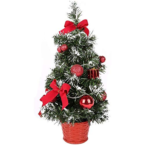 Mini Red Christmas Tree with Lights for Home or Office