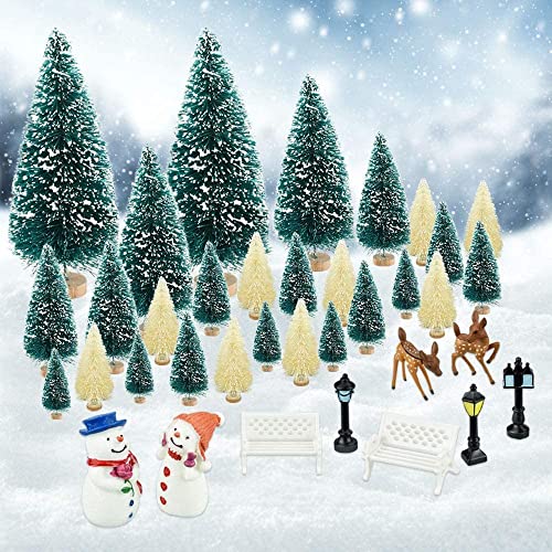 36Pcs Mini Christmas Trees with Miniature Scenes