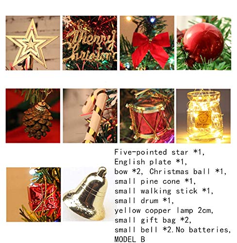 Pre-lit Tabletop Mini Christmas Tree with LED Lights, Artificial Xmas Trees with Ornaments Miniature Desk Trees Winter DIY Crafts Mini Pine Tree for Christmas Holiday Party Home Decor (Warm White)