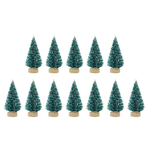 12 PCS Miniature Snow Frost Artificial Pine Trees