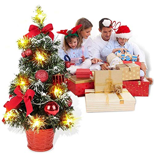 Mini Red Christmas Tree with Lights for Home or Office