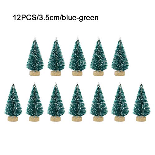 12 PCS Miniature Snow Frost Artificial Pine Trees