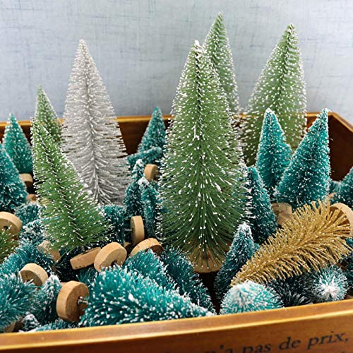 12 PCS Miniature Snow Frost Artificial Pine Trees