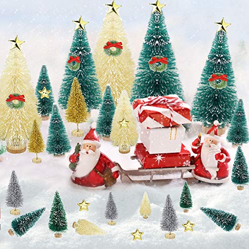 49 PCS Miniature Christmas Snow Frost Pine Trees