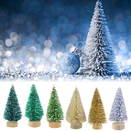 12 PCS Miniature Snow Frost Artificial Pine Trees