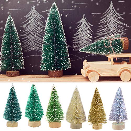 12 PCS Miniature Snow Frost Artificial Pine Trees