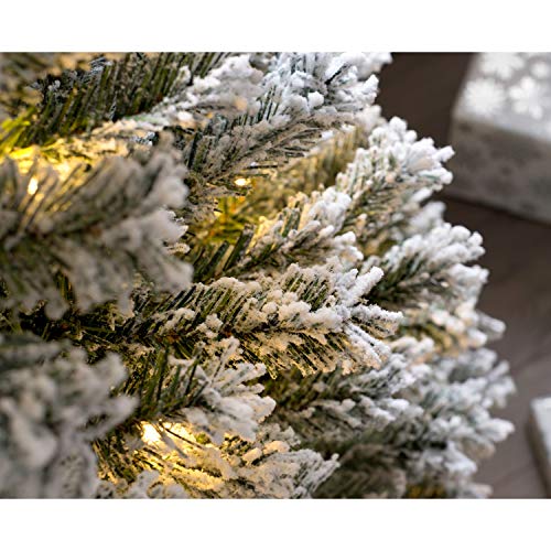 WeRChristmas Pre-Lit Snow Flocked Pop-Up Christmas Tree, 50 Warm White LEDs, 5 feet/1.5m