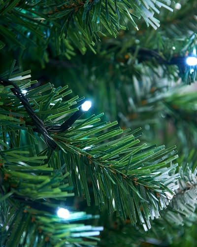 WeRChristmas Pre-Lit Slim Frosted Christmas Tree with 200 White LED Lights, 6 ft/1.8 m, Green