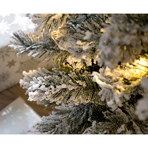 WeRChristmas Pre-Lit Snow Flocked Pop-Up Christmas Tree, 50 Warm White LEDs, 5 feet/1.5m