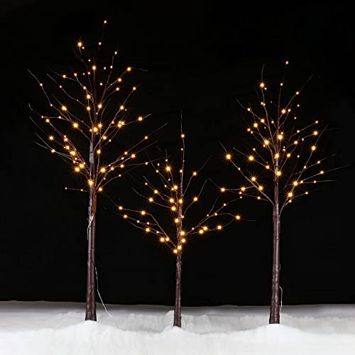 6FT Brown Birch Tree with 96 Warm White Lights