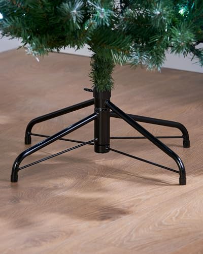 WeRChristmas Pre-Lit Slim Frosted Christmas Tree with 200 White LED Lights, 6 ft/1.8 m, Green