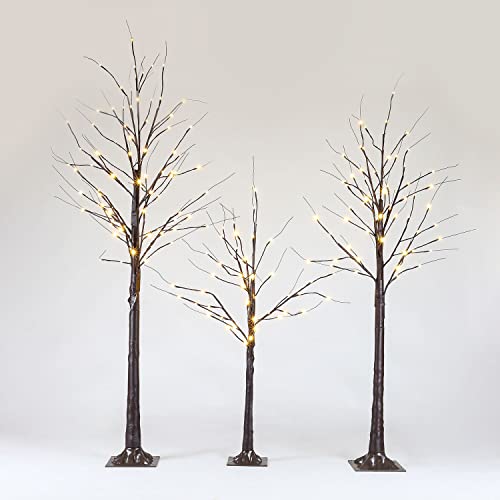 6FT Brown Birch Tree with 96 Warm White Lights