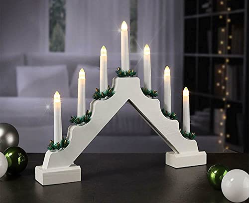 Pre-Lit Wooden Candle Bridge Christmas Tree Decoration