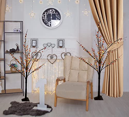 Abaseen Pre-Lit Brown 6FT Twig Tree, Artificial Christmas Tree with 96 Warm White LEDs, Decoration for Wedding, Holiday, Halloween (Pre-Lit Brown Twig Tree, 6 FT)