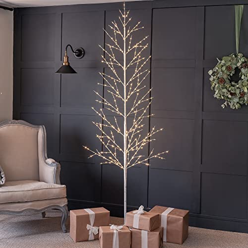 7ft White Twig Tree With Lights - Outdoor & Indoor Christmas Tree