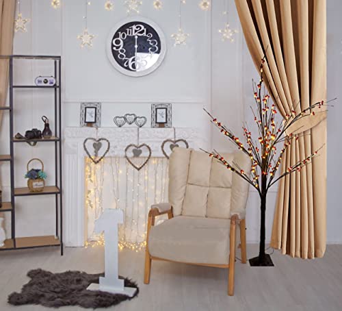 Abaseen Pre-Lit Brown 6FT Twig Tree, Artificial Christmas Tree with 96 Warm White LEDs, Decoration for Wedding, Holiday, Halloween (Pre-Lit Brown Twig Tree, 6 FT)