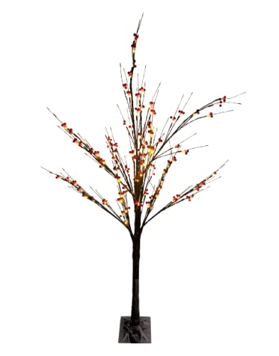 Abaseen Pre-Lit Brown 6FT Twig Tree, Artificial Christmas Tree with 96 Warm White LEDs, Decoration for Wedding, Holiday, Halloween (Pre-Lit Brown Twig Tree, 6 FT)