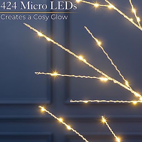 7ft White Twig Tree With Lights - Outdoor & Indoor Christmas Tree