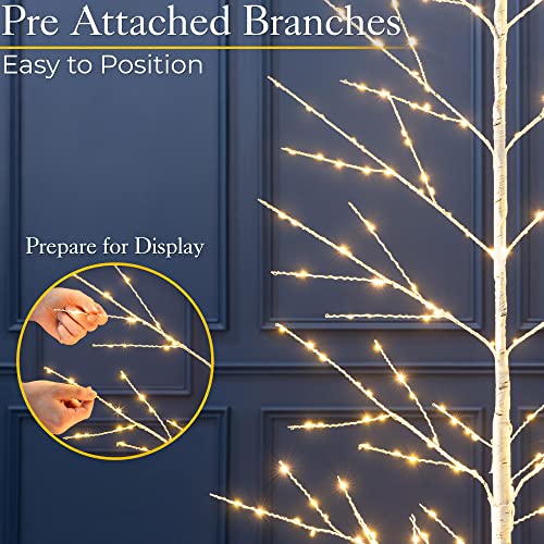7ft White Twig Tree With Lights - Outdoor & Indoor Christmas Tree