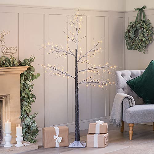 6ft Snowy Twig Tree With Lights, Birch Pre-Lit