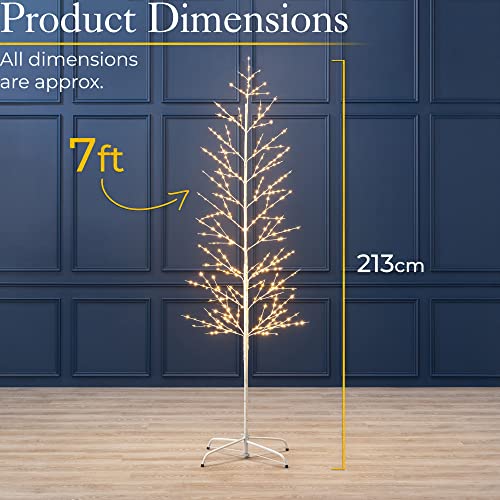 7ft White Twig Tree With Lights - Outdoor & Indoor Christmas Tree