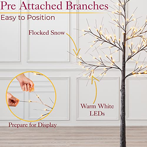 6ft Snowy Twig Tree With Lights, Birch Pre-Lit